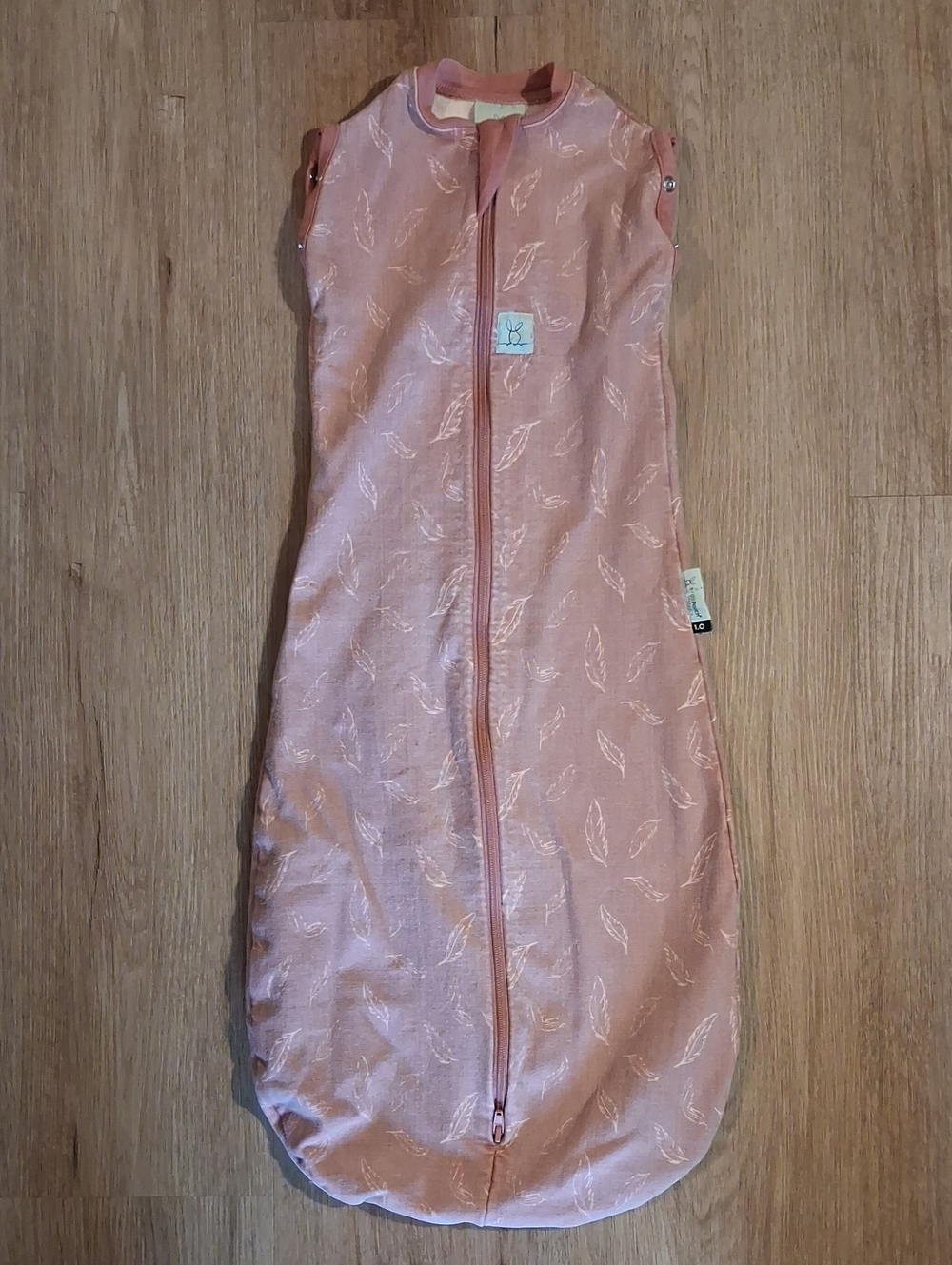 Pink Feather-Print Sleep Sack - TOG 1.0